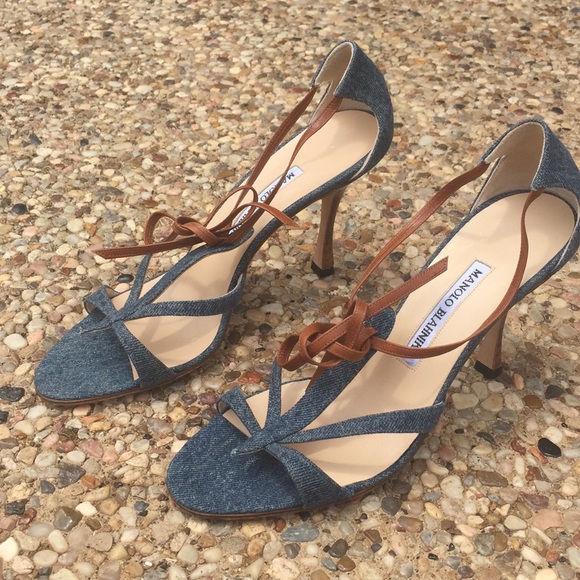 Manolo Blahnik | Shoes | Manolo Blahnik Denim Sandals | Poshmark